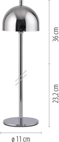 Schöner Wohnen 19244-17 - Lampă de masă LED BELLIS, cu dimmer, LED 2,5W/5V, IP54, crom