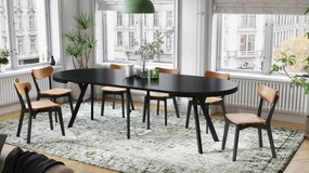 Mazzoni VITO Negru Mat/picioare negre - MASĂ MARE ROTUNDĂ Ø110 EXTENSIBILĂ PÂNĂ LA 310 cm CU PICIOARE Y LOFT/INDUSTRIALĂ