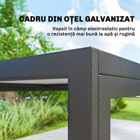 Outsunny Set de Prânz pentru Exterior, 7 Piese pentru 6 Persoane, Masă cu Efect de Lemn și Scaune cu Șezut Respirabil, Set Mobilier de Grădină cu Cadru din Oțel Galvanizat, Negru | Aosom Romania