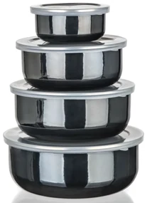 Banchet Set de boluri emailate METALLIC Negru, 8buc