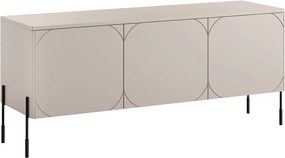 Comodă TV Sonatia 150 cm cu picioare metalice și 3 uși - cașmir