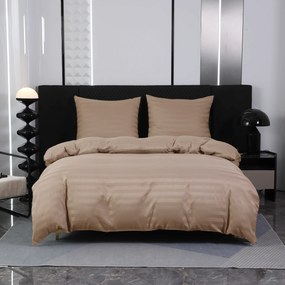 Lenjerie de pat hoteliera din microfibra JASMINE bej - dunga 2 cm Dimensiunile lenjeriei: 70 x 90 cm | 140 x 220 cm