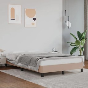 346897 vidaXL Cadru de pat, cappuccino, 120x200 cm, piele ecologică