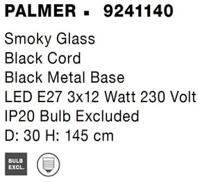 Lustra cu 3 pendule modern PALMER fumuriu