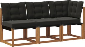 vidaXL Canapea de exterior din mijloc și colț 3 Bucată natural