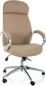 Scaun birou Q-09, bej, piele ecologică, 64x48x118 cm