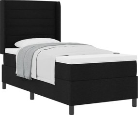 vidaXL Pat cu arcuri cu saltea cu headboard Negru 190 x 90 cm țesătură