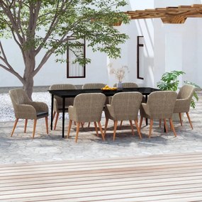 vidaXL Set mobilier de grădină cu perne, 9 piese, maro