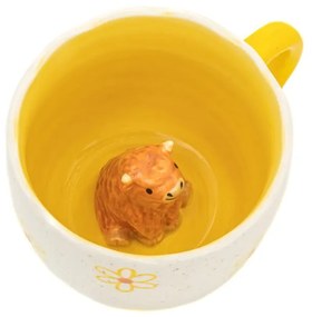 Cană galbenă-crem din porțelan 350 ml Surprise Highland Cow – Sass &amp; Belle