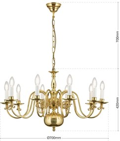 Candelabru 10 brate design clasic FLAMISCH, alama lucioasa
