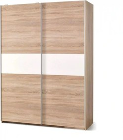 Dulap LIMA S1, alb/stejar sonoma, PAL laminat, cu 2 usi, 153x58x210 cm
