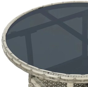 Juskys Masa rotundă Yoro din ratan Ø60 cm - gri
