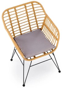 Scaun rattan K541 natur/gri