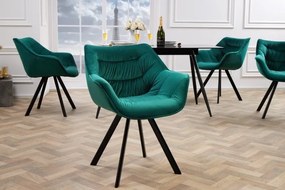 Scaun design retro Dutch Comfort, catifea verde smarald