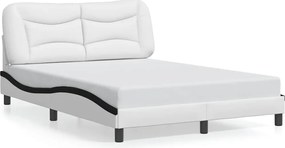 vidaXL Cadru de pat fără saltea, Hvar, alb și negru,140x190cm, piele ecologică