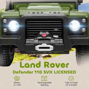 AIYAPLAY Mașină Electrică pentru Copii 3-5 Ani Land Rover 12V și Telecomandă Verde | Aosom Romania