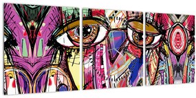 Tablou - Artă stradală - bufniță (cu ceas) (90x30 cm)