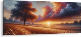 Tablou – Apus de soare pe câmp (120x50 cm)