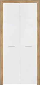 Dulap BALDER, alb lucios/stejar riviera, PAL, cu 2 usi, 90x52x192 cm