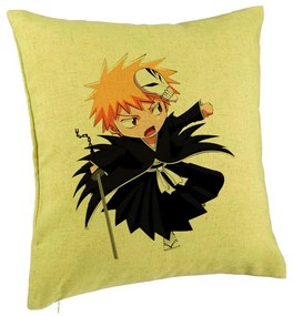 Perna Decorativa cu Bleach Mini Ichigo, 40x40 cm, Verde, Husa Detasabila, Burduf