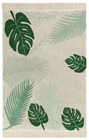 Covor pentru copii verde/crem lavabil/țesut manual din bumbac 140x200 cm Tropical Green – Lorena Canals