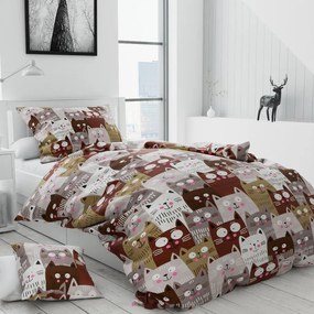 Lenjerie de pat din bumbac Culoare maro, WAGGA + husa de perna 40 x 40 cm Dimensiune lenjerie de pat: 70 x 90 cm | 140 x 200 cm