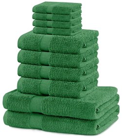 Prosoape de baie verde-închis 10 buc. din bumbac din frotir Marina – Restilo