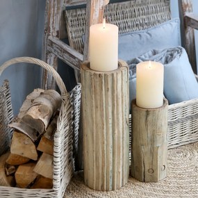Suport pentru lumanare, din lemn reciclat, H30cm, Grimaud,