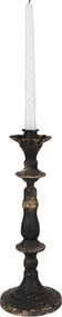 Suport lumanare, negru, din metal, aspect vintage, H30 cm