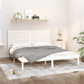 3104629 vidaXL Cadru de pat, alb, 200x200 cm, lemn masiv