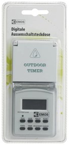 Priza programabila digitala pentru exterior, protectie IP44, 16A, alba, Emos