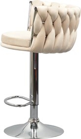 Scaun de bar de design, bej ţesătură Velvet/crom, BRIN