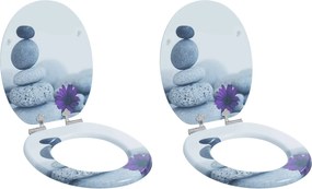 vidaXL Capac de toaletă cu închidere lentă 2 pcs Gri 44 x 38 cm