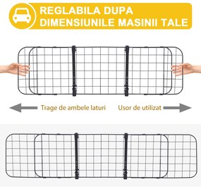 PawHut Bariera Separator de Protectie Masina pentru Caini Reglabila 91-145x30cm