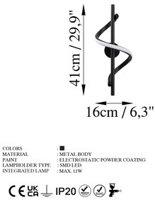 Aplică de perete neagră LED ø 7 cm Likma – Opviq lights