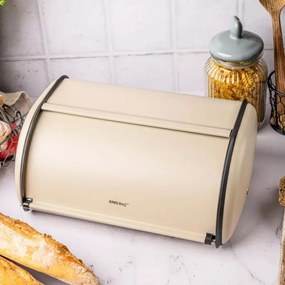 Cutie pentru paine Kinghoff KH 1754, 15x24x36 cm, Deschidere si inchidere lina, Otel, Bej