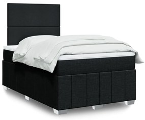 vidaXL Pat box spring cu saltea, negru, 120x200 cm, textil
