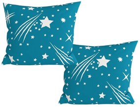 Set 2 huse decorative pentru perne din microfibra CERUL DE NOAPTE 45x45 cm, turcoaz