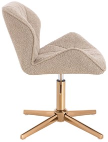 HR111CROSS Scaun Latte Boucle cu Bază Aurie