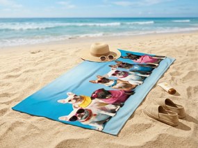 Prosop de plaja XL cu uscare rapida BULLDORIA colorat 100 x 180 cm, 100% microfibra