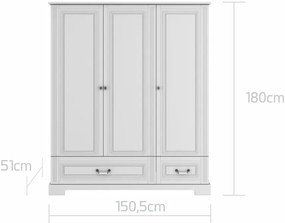 Dulap elegant Ines alb cu 3 usi H180 cm