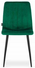 Scaun de masa din catifea verde cu picioare negre, LAVA