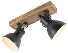 Spotlight industrial gri închis cu lemn de mango cu 2 lumini - Mangoes