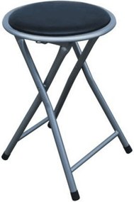 Scaun pliabil IRMA, negru/argintiu, metal/piele ecologica, 30x45 cm