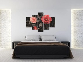 Tablou - Flori roșii pe fundal întunecat (150x105 cm)