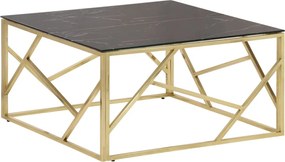 vidaXL Măsuță de cafea, oțel inoxidabil auriu și sticlă securizată