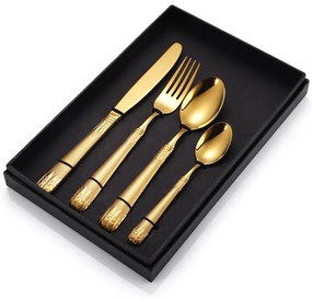 Set 4 tacamuri din inox,pentru calatorit si birou,TRENDY'S,gold