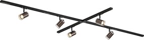 Sistem de iluminat pe șină modern negru cu 5 spoturi bronz închis monofazate - Iconic Lloyd