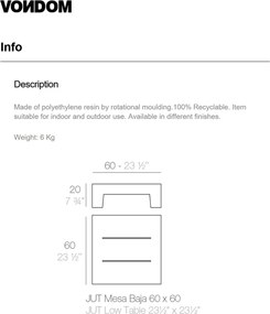 Masuta auxiliara de exterior / interior design modern premium JUT SUN CHAISE TABLE 44405 Vondom