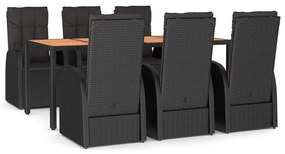 3157603 vidaXL Set mobilier de grădină cu perne, 7 piese, negru, poliratan